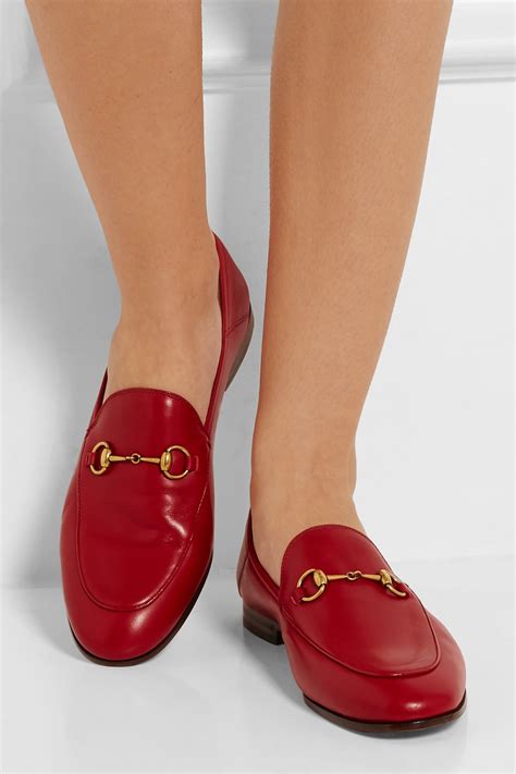 gucci red leather loafers|gucci horsebit loafers women's.